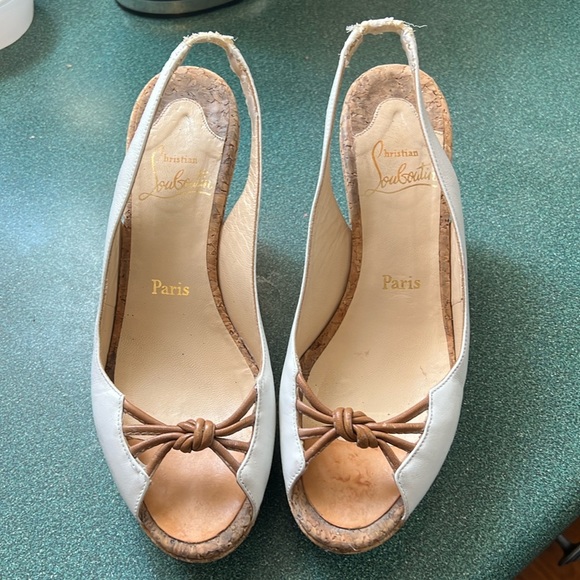 Christian Louboutin Cork Wedge Heels 38 - Picture 1 of 11